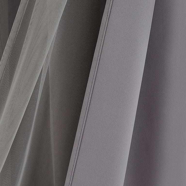 Pinewave Blackout Curtains with Sheer Overlay Mix and Match Double