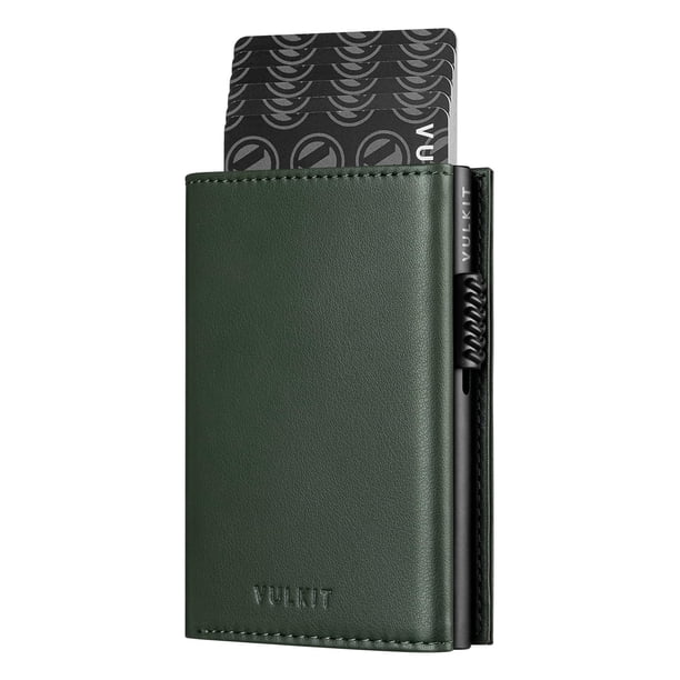 Tarjetero VULKIT con monedero en piel verde oliva