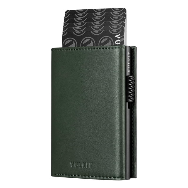 Tarjetero VULKIT con monedero en piel verde oliva