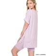 thumbnail image 2 of Zenana Plus Size Brushed DTY Microfier V-Neck Short Sleeve Hi-Low Hem & Biker Short Loungewear Set, 2 of 3