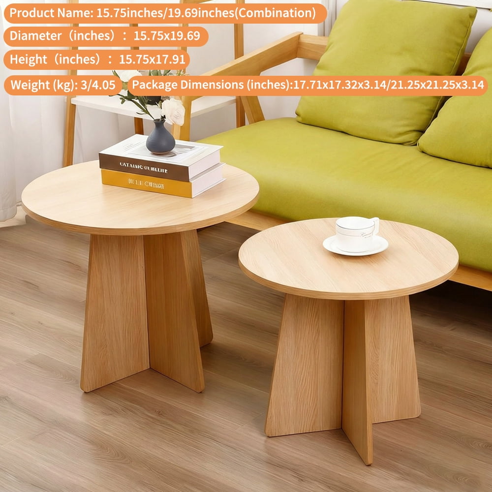 BEJOLO Round Coffee Table, Modern Table with Wood Grain Finish, End Table Side Tables for Living Room