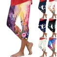 thumbnail image 2 of vigerkar Capri Pants for Women Vintage Boho Floral Printed Yoga Leggings Casual Summer High Waisted Knee Length Pants (Light Green, S), 2 of 6
