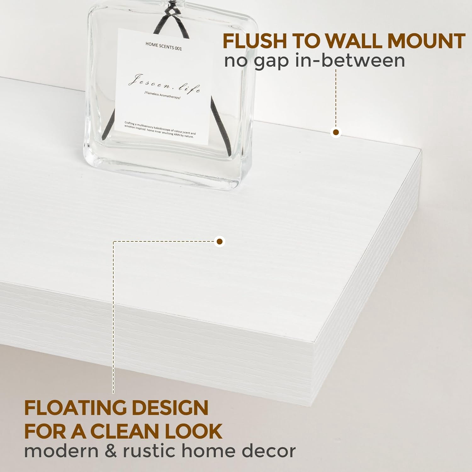 Floating Shelves White 36 Inch Long, 9.3" Deep Floating Shelf Wall Mounted, Rustic Deep Bookshelf, Large Display Storage Shelves for Bathroom, Bedroom, Kitchen, 36"W x 9.3"D x 1.5"H, Set of 2