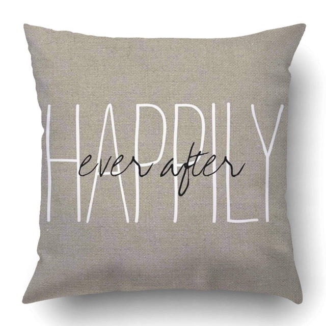 ABPHQTO Love Rustic Chic Happily Ever After Lumbar Linen Decor Con Cremallera oculta para Dormitorio Sofá Funda de almohada 40x40 cm ABPHQTO