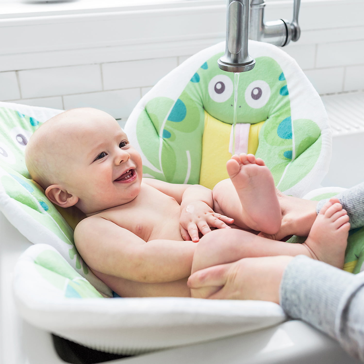 Green Baby Bath Time Chair Support With Safety Grips Bath Seat 