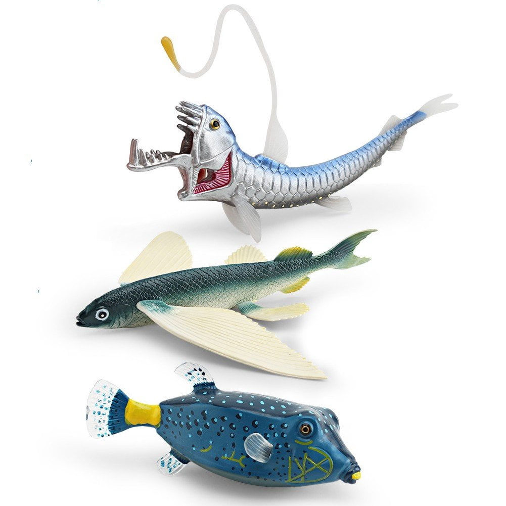 Jiibva 8PCS Marine Animal Models Deep Sea Animal Figurines Desktop Simulation Sea Fish Model Figures for Party Favor