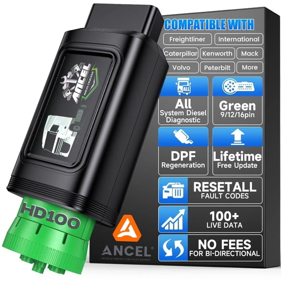 ANCEL Bluetooth Heavy Duty Truck Scanner All System Diagnostic Tool Fits for Cummins Caterpillar DPF Regeneration Service Tool Diesel Heavy Truck & Car 2 in 1 Code Reader, EOBD HD OBD OBD2 Scanner