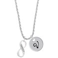 thumbnail image 1 of Delight Jewelry Silvertone Family Infinity Sign Silvertone Script Initial Disc - V - Charm Necklace, 20"+3", 1 of 4