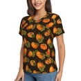 thumbnail image 2 of Xecao Orange Pumpkin for Women's V-Neck T-Shirts-Elegant Half-Sleeve Tops Perfect for Summer-3X-Large, 2 of 5