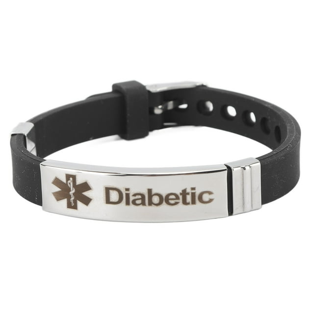 Pulsera de identificación de alerta, pulsera de alerta médica para diabetes, joyería de concienciación de emergencia, pulsera para diabéticos, uso conveniente