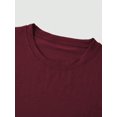 thumbnail image 4 of Burgundy Mens Crew Neck Short Sleeve Plain Casual Tee, Classic Fit Daily Wear Top, 4 of 6