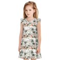 thumbnail image 1 of Balery Flamingo Palm Trees Camisón de princesa para niñas, pijama de algodón con mangas abullonadas, suave y bonito.-Small, 1 of 6