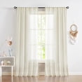 thumbnail image 2 of Cortinas de lino transparentes Treatmentex con pompones, 213 x 213 cm, color beige, 2 pares, 2 of 9