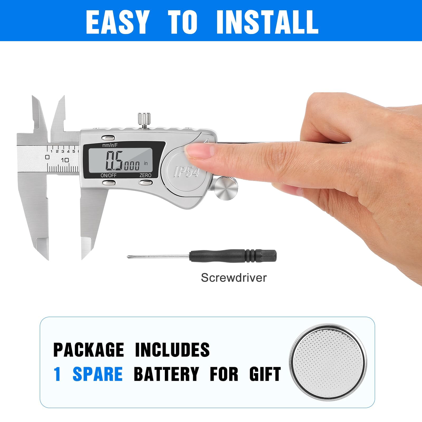 Digital Caliper, 0-6" Calipers Measuring Tool - Electronic Micrometer Caliper with Large LCD Screen, Auto-Off Feature, Inch and Millimeter Conversion