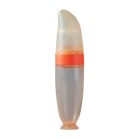 

YBWZH Clearance Tableware Feeding Baby Spoon Food Grade Liquid Silica Gel Suction Cup Extrusion Type Rice Paste Spoon Baby Cutlery Rice Paste Bottle