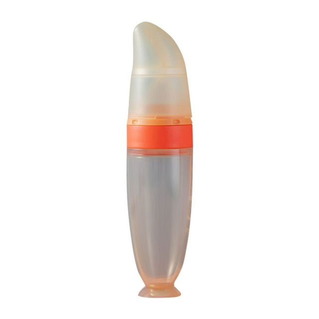 Gkeoshab Tableware Feeding Baby Spoon Food Grade Liquid Silica Gel Suction Cup Extrusion Type Rice Paste Spoon Baby Cutlery Rice Paste Bottle Home & Garden