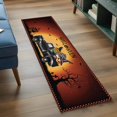thumbnail image 3 of 2'x6' Rug Runners for Hallways Kitchen, Burnt Orange Halloween Non Slip Entryway Beside Floor Carpet Runner, Spooky Pumpkins Horror Plaid Washable Laundry Room Bedroom Throw Rugs Mat for Family Pet, 3 of 8