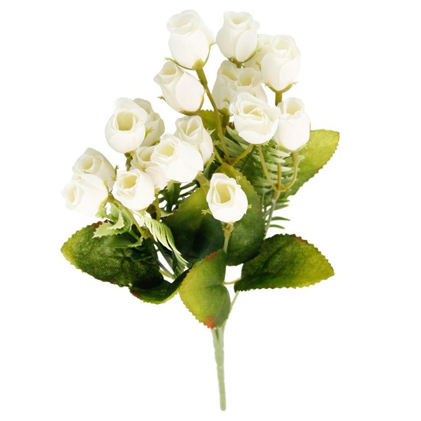 Worallymy Ramo de flores de rosas artificiales de 18 cabezas Simulación de rosas de seda Decoración floral Oficina en casa Flor falsa Blanco Worallymy JD735804350