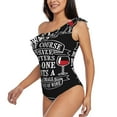 thumbnail image 2 of Easygdp Wine Funny Women's One Shoulder Ruffle Monokini Bathing Suits with Removable Chest Pad, Quick Drying - XX-Large, 2 of 8