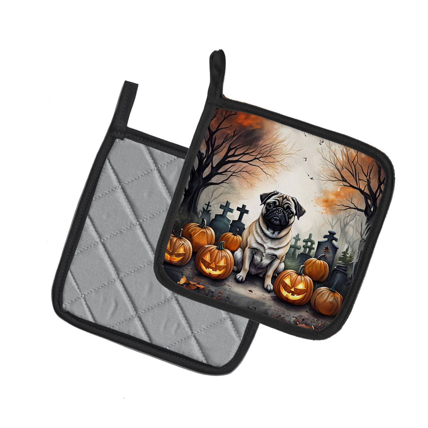 Pug Halloween Pot Holders 7.5x7.5 Inch with Breed Specific Artwork