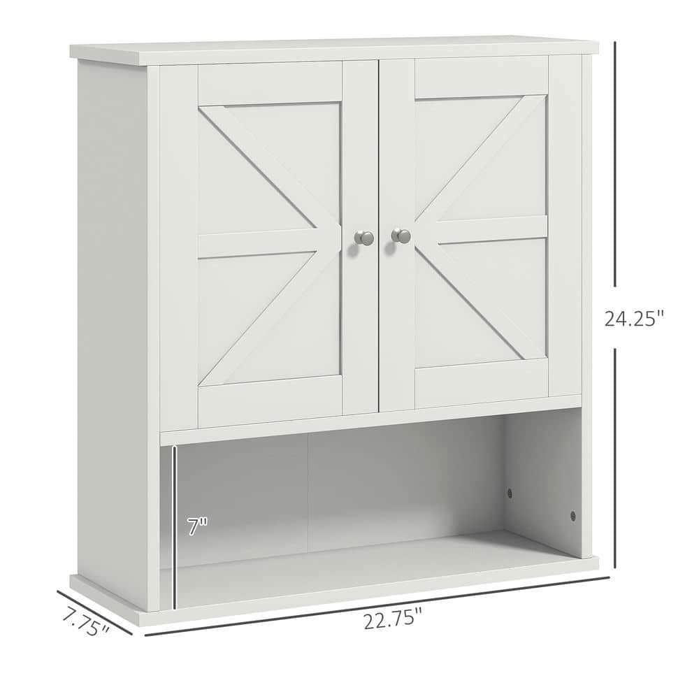 Spaco Farmhouse Medicine Cabinet, Bathroom Cabinet with Barn Doors and Adjustable Shelf, Wall Cabinet for Indoor as Living Room, Bedroom, Bathroom, Entryway, White