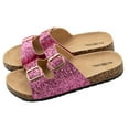 thumbnail image 2 of Roxoni Women's Gliters Comfort Flat Sandals Double Buckle Adjustable Straps Flat Slides Footbed Suede, 2 of 6