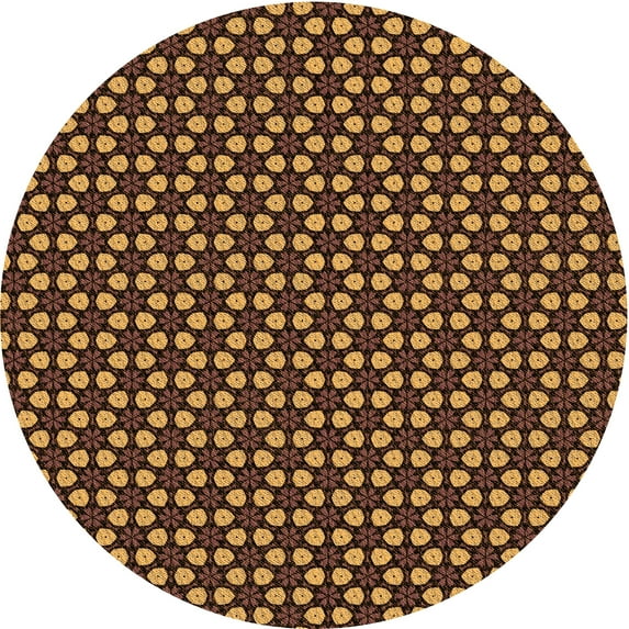 Ahgly Company Machine Washable Indoor Round Transitional Orange Area Rugs, 7' Round