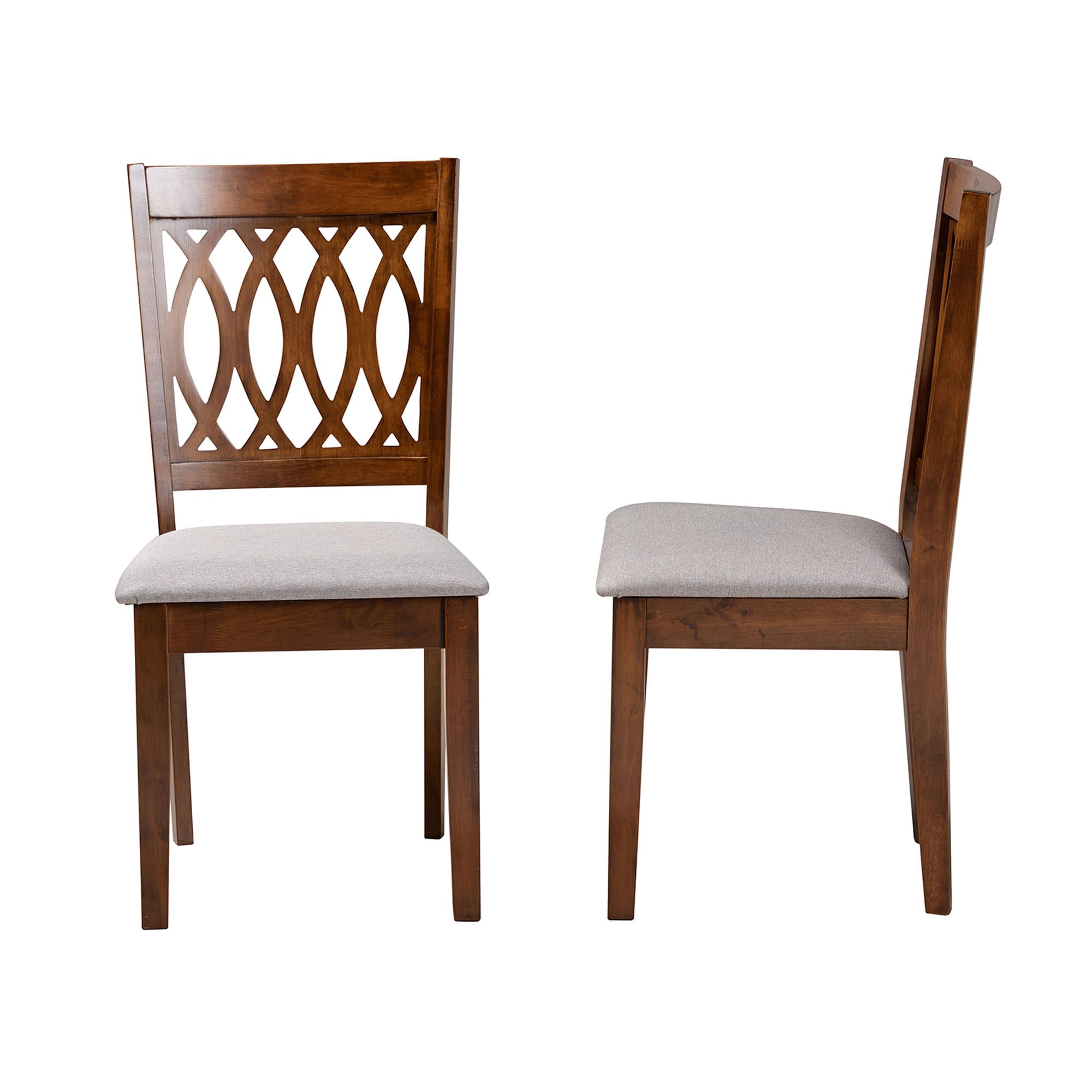 Baxton Studio Florencia Modern Grey Fabric and Walnut Brown Finished Wood 2-Piece Dining Chair Set