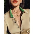 thumbnail image 5 of Women's 18K Gold Plated Layered Y Necklace with Emerald Teardrop Pendant, 5 of 6