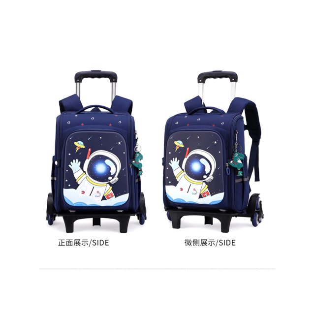 MAWCLOS Boys Bookbag Top Handle Daypack Anti-Theft Waterproof Rolling Backpack Multi Pockets Kids Infantry Pack Shoulder Bags Girls Spaceman S with Pendant