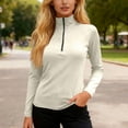 thumbnail image 5 of Womens Sweaters Quarter Zip Knit Long Sleeve Business Casual Pullover Tops 2025 Fall Fashion Work Outfits White XL, 5 of 5