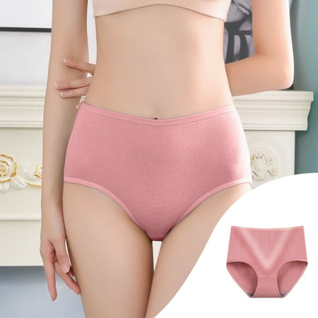 Women s High-Waisted Underwear  Comfortable Seamless Briefs  Soft Cotton Material  for Daily Wear  Leak-Proof  Anti-Bacterial  Fashionable Style  Everyday Undergarments  Tops Plus Size | Hot Pink L