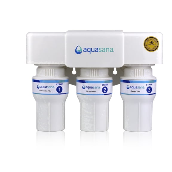 Aquasana Under Sink Water Filter | 3-Stage Filtration | Certified to Reduce up to 99.99% of 78 Contaminants Including PFAS, Lead, Chlorine, & Cysts | Under Counter Drinking Water Filter | AQ-6300-NF