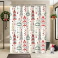 thumbnail image 5 of Christmas Shower Curtain, Colorful Christmas Tree Shower Curtains for Bathroom, Red Green Winter Holiday Shower Curtain, Merry Christmas Xmas Pine Fabric Cloth Bath Curtain Decor, 72x72 Inch, 5 of 6