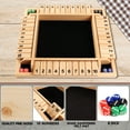 thumbnail image 6 of GSE Games & Sports Expert 4-Player 10 Numbers Wooden Shut the Box Dice Board Game with 8 Dices. Classic Tabletop Version of Popular English Pub Game - Natural Wood, 6 of 8