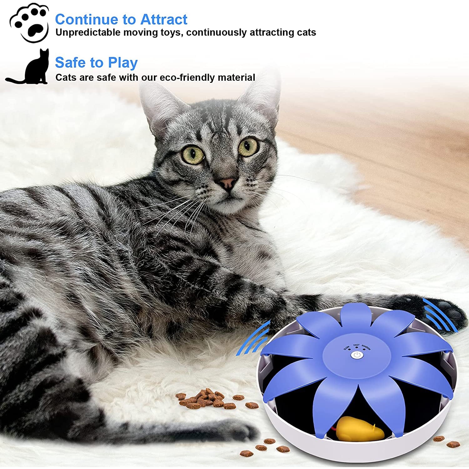 Pefilos 9" Interactive Cat Toy Mouse for Indoor Cats and Kitten, Uncatchable Spinning Mice,Hunting Chasing and Exercising,Cat Scratcher Track Roller Catnip Puzzle Toy, Blue Pefilos 9" Interactive Cat Toy Mouse for Indoor Cats and Kitten, Uncatchable Spinning Mice,Hunting Chasing and Exercising,Cat Scratcher Track Roller Catnip Puzzle Toy, Blue