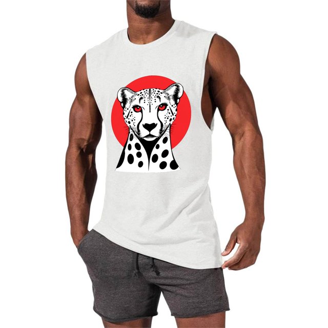 Camiseta sin mangas de cuello redondo para hombre, informal, a la moda, con estampado, deportiva, de poliéster