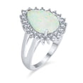 thumbnail image 2 of Bling Jewelry Womens Big Halo Pear Shape Statement 10CT Created White Opal Ring, 2 of 5