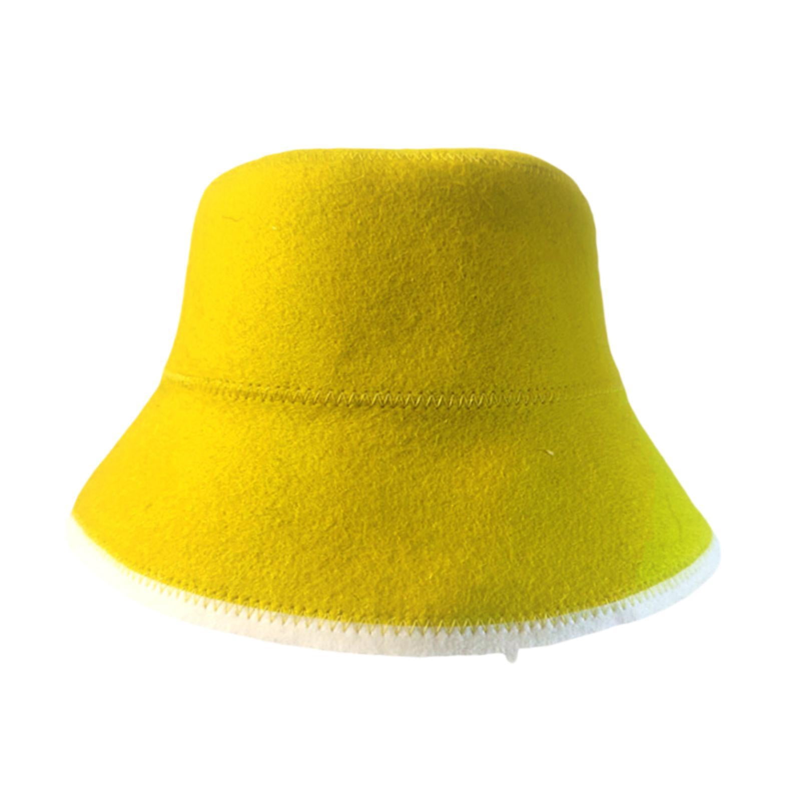 oshhni Felt Cloth Sauna Hat Bath Accessories Sauna Cap for Bath House Men Women SPA Yellow