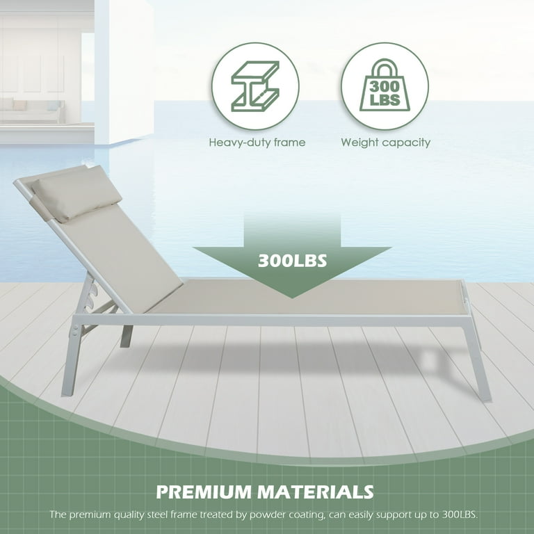 Outdoor chaise lounge 2025 300 lb capacity