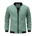 thumbnail image 2 of Zysthvn Bomber Light Jackets for Men Casual Fall Athletic Workwear Mens Outerwear Solid Stand Collar with Pockets Full Zip Long Sleeve, 2 of 3