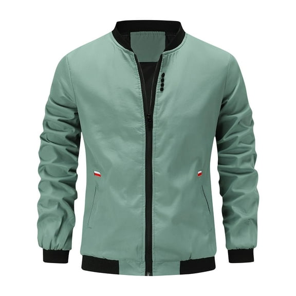 IYTR Men's Stand Collar Jacket Lightweight Full Zipper Long Sleeve Baseball Jacket with Pockets Green M