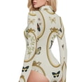 thumbnail image 4 of Frameworks Butterflies Leaves Women's Mock Turtle Neck Long Sleeve Tops Bodysuit Jumpsuit One Piece Leotards Shirt, 4 of 8