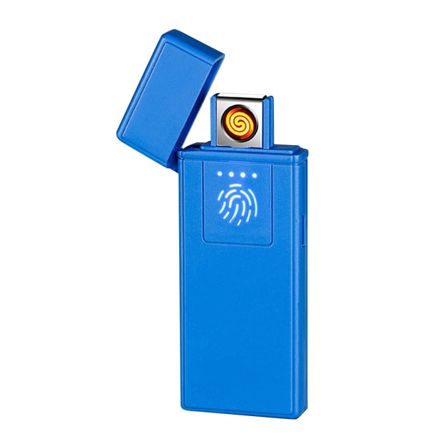 Penkiiy Ultra-Thin Electric Lighter,Tungsten Turbo Lighter Touch Switch Windproof Lighter Rechargeable USB Lighter with LED Battery Indicator