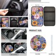 thumbnail image 4 of FKELYI Bohemian Flower Print Auto Seat Covers Full Set with Steering Wheel Cover Shoulder Seatbelt Pad Armrest Pad Cup Coasters Head Rest Protector Gear Shift Knob Sleeve for Most Sedan, 4 of 6