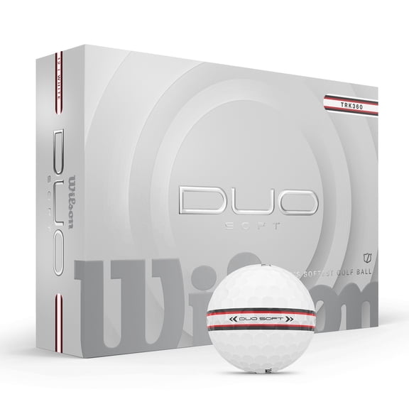 Wilson Staff Duo Soft TRK360 Golf Ball- 1 dozen, White, Red/black Stripes