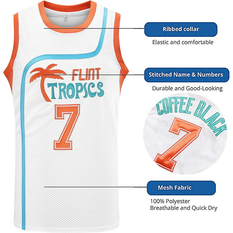  Flint Tropics Jackie Moon #33 Coffee Black #7 Semi Pro 90s Hip  Hop Clothes for Party Men Basketball Jersey Green White : Sports & Outdoors