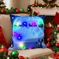 Christmas Lighted Throw Pillow Covers 18x18" Christmas LED Pillows 2 Modes Switching Printed Sofa Pillows Cushions Pillowcases for Holiday Party Supplies