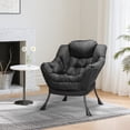 thumbnail image 3 of Pirecart Lazy Chair Large Accent Chair, Modern Reading Chair with Side Pocket, Comfy Living Room Chair, Lounge chair for Bedroom, Dorm, Black, 3 of 9