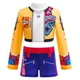 thumbnail image 2 of Pop Idol Halloween Costume, Suit with Orange Blue Long Sleeve Top and Shorts, Cosplay Outfit for Anime Singer Birthday Party, 2 of 7